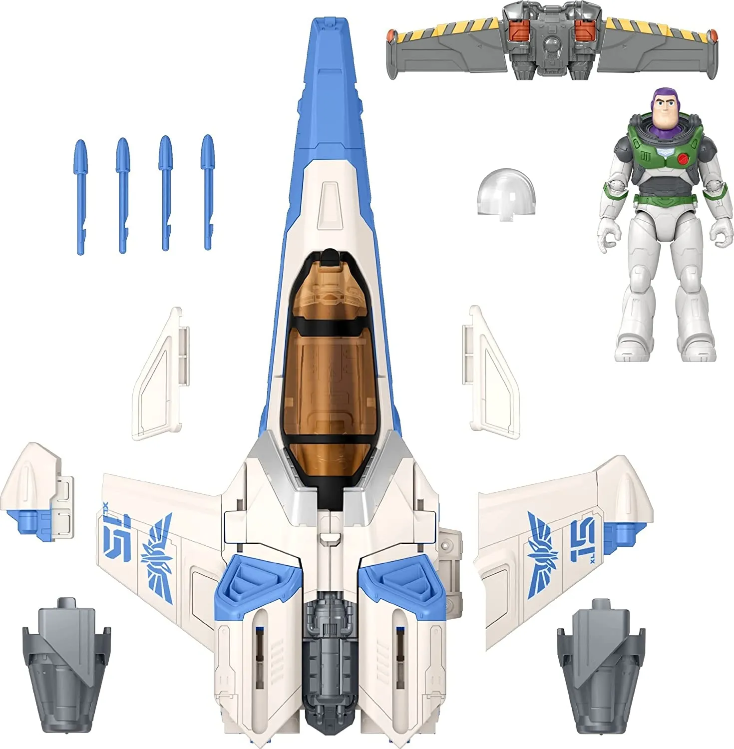 Disney and Pixar Buzz Lightyear Figure with Blast and Battle XL15 Spaceship Collectible Set