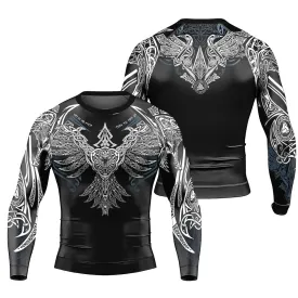 Phoenix Bird Men Long Sleeve Gym Rash Guard