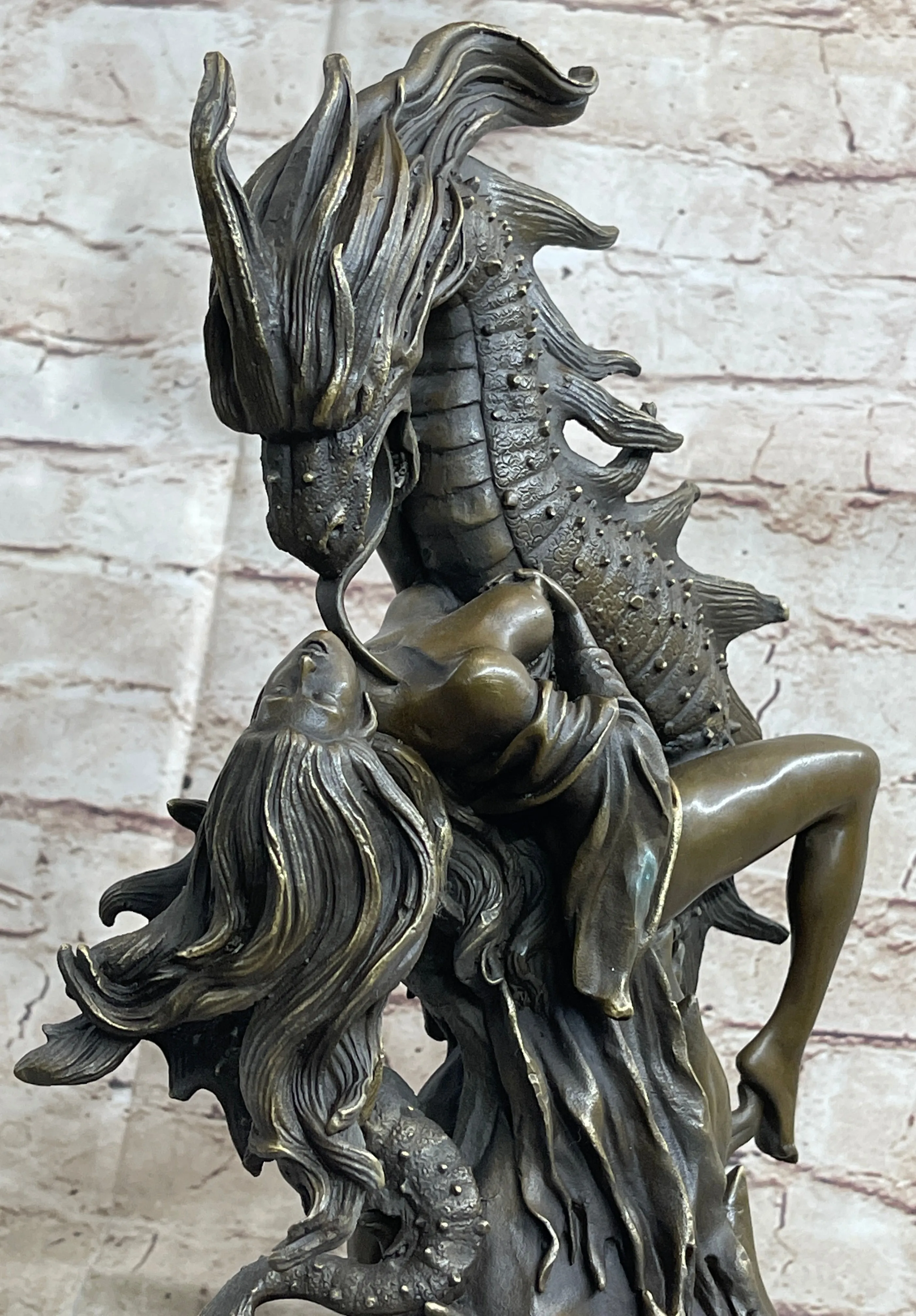 Princess and Dragon Andromeda Bronze Statue Sculpture Figure Modern Art 16" x 10"